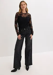 Triko s dlouhým rukávem, z jemné krajky, bonprix