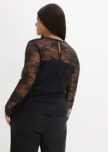 Triko s dlouhým rukávem, z jemné krajky, bonprix