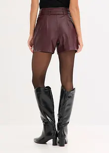 Šortky z umělé kůže, s opaskem, bonprix