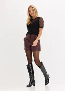 Šortky z umělé kůže, s opaskem, bonprix