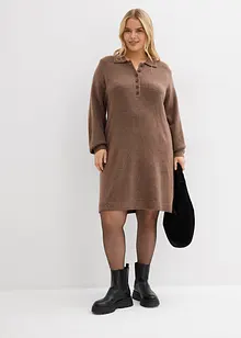 Krátké pletené šaty s knoflíkovou lištou, bonprix