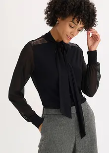 Triko s vázačkou a krajkou, bonprix