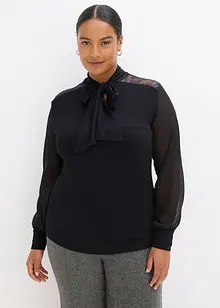 Triko s vázačkou a krajkou, bonprix