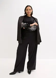 Svetr z jemné pleteniny, s pajetkami na rukávech, bonprix