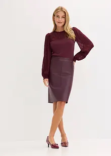 Sukně ke kolenům, z umělé kůže, s přiléhavým střihem, bonprix