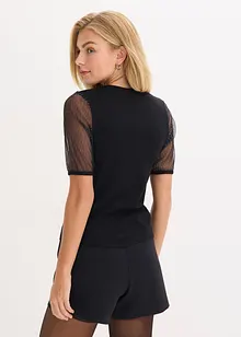 Svetr z jemné pleteniny, se vsadkou ze síťoviny, bonprix