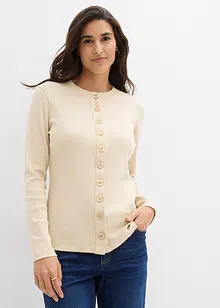 Žebrované tričko s dlouhým rukávem z čisté bavlny, bonprix