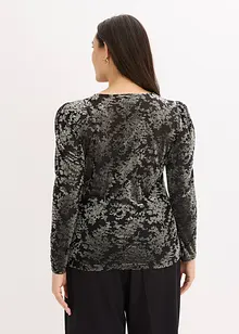 Tričko s dlouhým rukávem, ze sametu s vypalovaným vzorem, bonprix