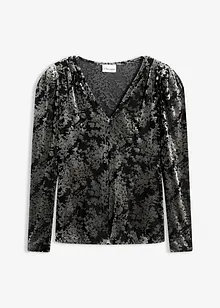 Tričko s dlouhým rukávem, ze sametu s vypalovaným vzorem, bonprix