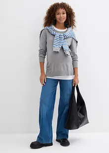 Souprava těhotenského svetru a topu umožňujícího kojení, z bavlněné pleteniny, 3 v 1, bonprix