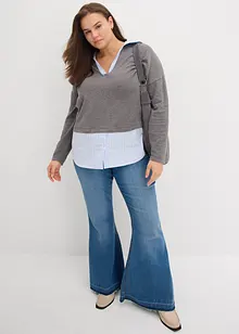 Svetr z jemné pleteniny, s halenkovou vsadkou, bonprix