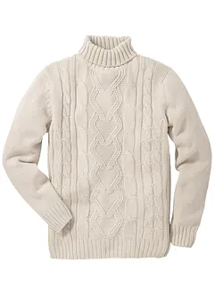 Svetr s rolákovým límcem a copánkovým vzorem, bonprix