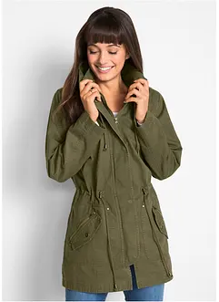 Krátká bavlněná parka se stojáčkem, vypasovaná, bonprix