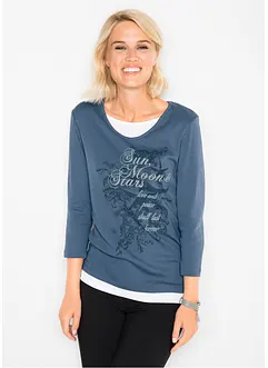 Bavlněné triko 2v1, 3/4 rukáv, bonprix