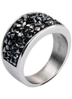 Prsten z ušlechtilé oceli s křišťálovými kameny, bpc bonprix collection