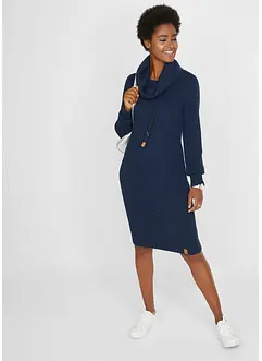 Pletené šaty s šálovým límcem, bonprix