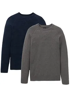 Svetr z jemné pleteniny z čisté bavlny (2 ks v balení), bonprix