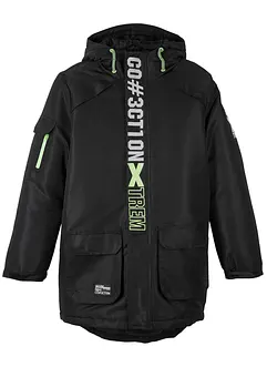 Zimní bunda se sportovními detaily a kapucí, bonprix