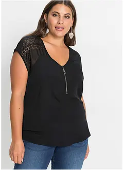 Tričko s krajkovou vsadkou, bonprix