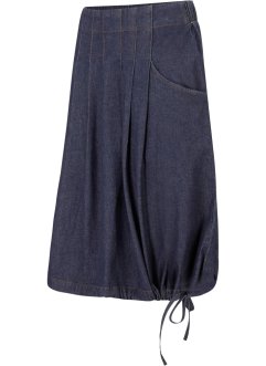 Strečová džínová sukně se sklady, šňůrkou a pohodlnou pasovkou, bpc bonprix collection