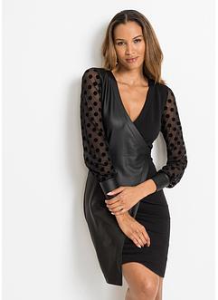 Šaty z umělé kůže, s krajkovými rukávy, BODYFLIRT boutique