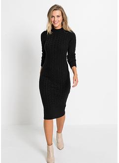 Pletené šaty s copánkovým vzorem, BODYFLIRT boutique