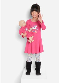 Dívčí šaty, legíny a šaty pro panenku (3dílná souprava), bpc bonprix collection