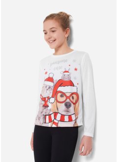 Vánoční dívčí triko s dlouhým rukávem a fotopotiskem, bpc bonprix collection