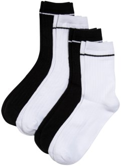 Nízké ponožky z žebrovaného materiálu (4 páry) s organickou bavlnou, bpc bonprix collection