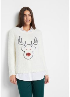 Vánoční pulovr s pajetkovým sobem, bpc bonprix collection