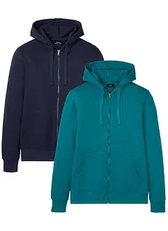 Mikina na zapínání, s kapucí (2 ks v balení), bonprix
