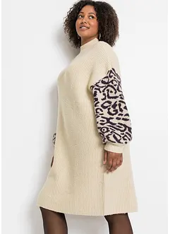 Pletené oversized šaty s leopardím vzorem, bonprix