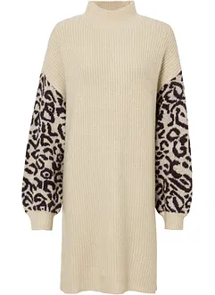 Pletené oversized šaty s leopardím vzorem, bonprix