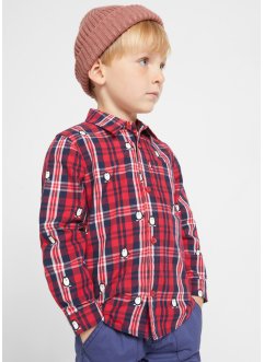 Chlapecká kostkovaná košile Slim Fit s potiskem, dlouhý rukáv, bpc bonprix collection