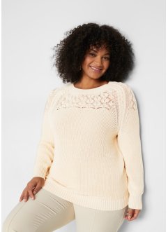 Bavlněný svetr s ažurovým vzorem, bpc selection