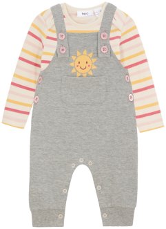 Baby body s dlouhým rukávem + mikinové kalhoty s laclem z organické bavlny (2dílná souprava), bpc bonprix collection
