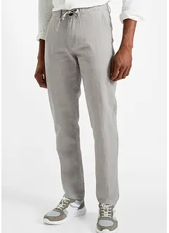 Regular Fit chino kalhoty bez zapínání, se lnem, Straight, bonprix