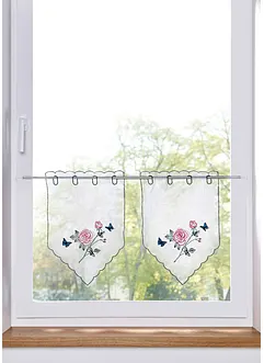 Ozdobná záclonka s květinovou výšivkou (2 ks v balení), bpc living bonprix collection
