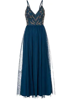 Šaty na ramínka, s výšivkou s perličkami, bonprix