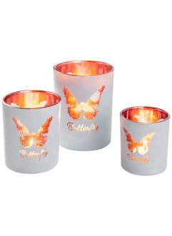 Svícen na čajovou svíčku s motivem motýla (3 ks v balení), bpc living bonprix collection