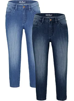 Slim Fit džíny Mid Waist, ke kolenům (2 ks v balení), bonprix