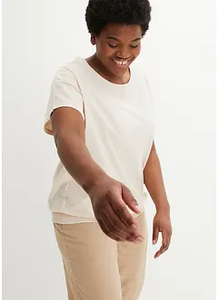 Triko z žíhané příze a s žabičkovaným lemem, z organické bavlny, bonprix