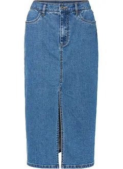 Dlouhá džínová sukně s rozparkem, z materiálu Positive Denim #1 Fabric, bonprix