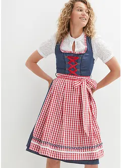 Dirndl v džínovém vzhledu a zástěra (2dílná souprava) ke kolenům, bonprix