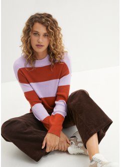 Jemně pletený svetr s kulatým výstřihem a širokými pruhy, bpc bonprix collection