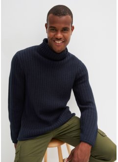 Jemně žebrovaný svetr s rolákovým límcem, bpc bonprix collection