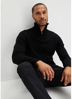 Vlněný svetr s podílem Good Cashmere Standard®, límeček na zip, bonprix