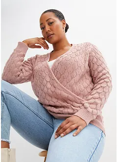 Ažurový svetr v zavinovacím vzhledu, bonprix