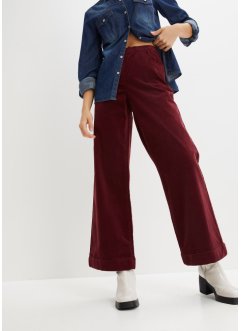 Široké strečové kalhoty Marlene z manšestru, bez zapínání, bpc bonprix collection