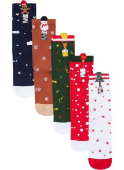 Vánoční ponožky (5 párů) s organickou bavlnou, bpc bonprix collection